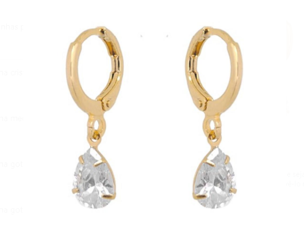 Brinco Argolinha gota cristal cod. BM08918