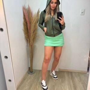 Casaco fitness com capuz - Verde, P