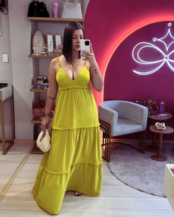 Vestido longo linho resort_laPink Store